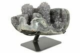 12.5" Very Unique Amethyst Geode on Metal Stand - Uruguay - #199674-2